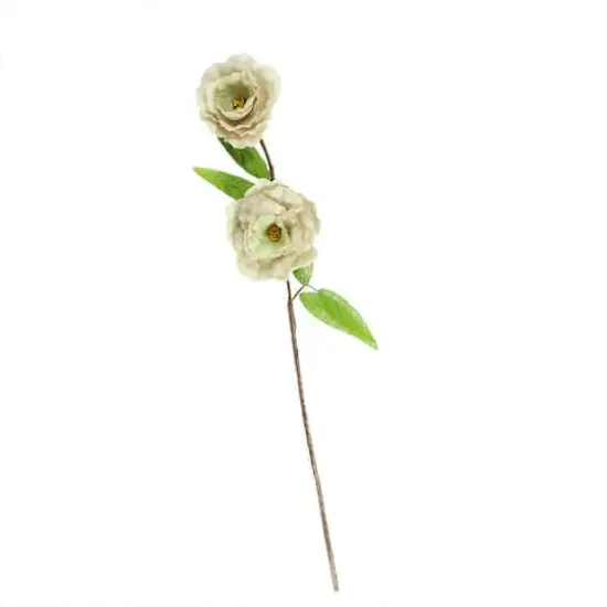 Ivory, Brown & Green Artificial Spring Floral Spray {1}