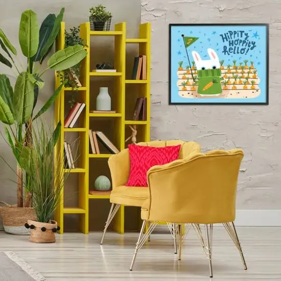 Stupell Industries Hippity Hoppity Hello Bunny Framed Giclee Art Black {3}