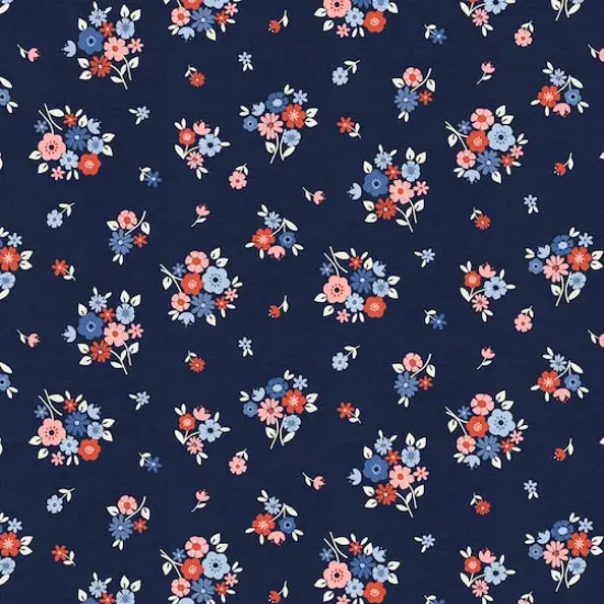 Fabric Editions Navy Carolina Bouquet Cotton Fabric {1}