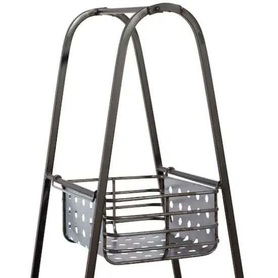 Farmhouse Black Metallic 4-Tier Storage Rack {6}