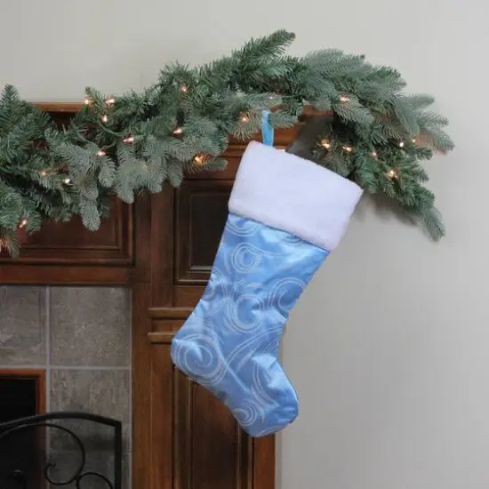 22.5" Glittering Swirl Design Christmas Stocking, Blue {4}