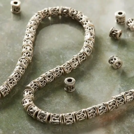 Sterling Silver Plated Snake Design Tube Beads, 6mm by Bead Landing&trade; {3}