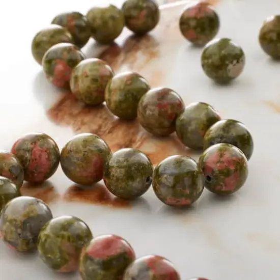 Green & Orange Unakite Round Beads, 10mm by Bead Landing&trade; {3}