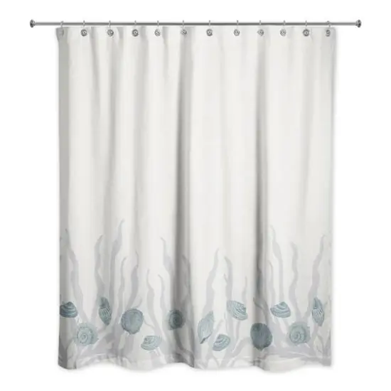 Shell & Coral Border Shower Curtain Blue/Blue/White {3}