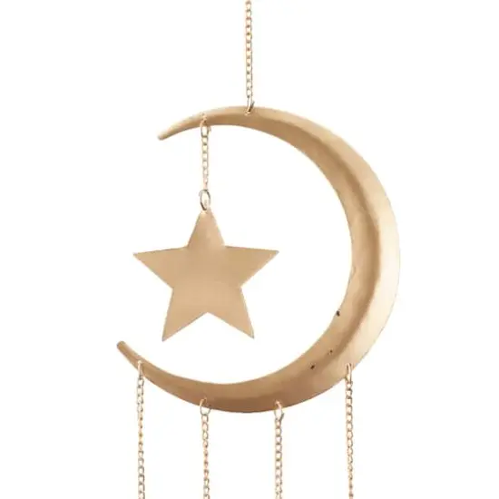 Gold Contemporary Moon and Sun Windchime, 8" x 2" x 41" {5}