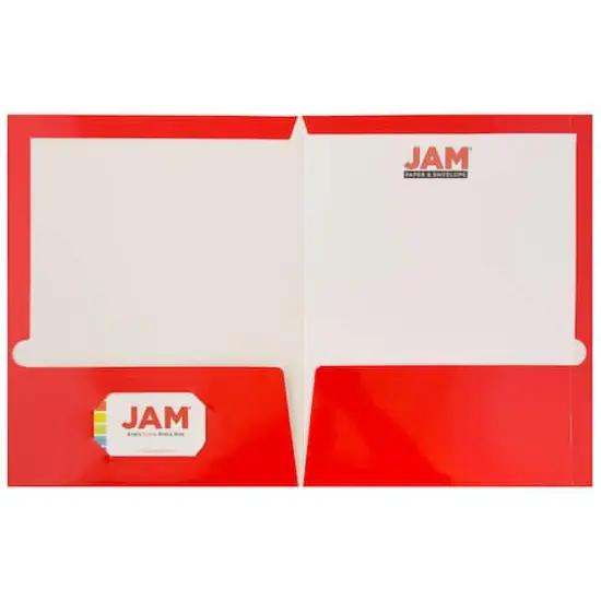 JAM Paper Glossy Laminated Two Pocket Folders, 50ct. Red {5}