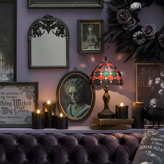 14.75" Black, Green & Purple Glass Lamp by Ashland&reg; {3}