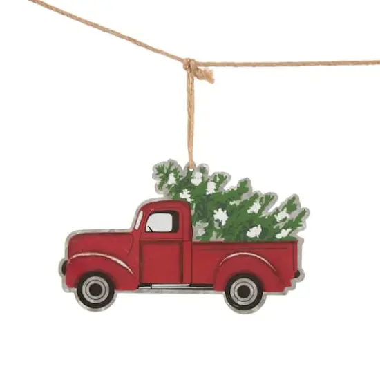Glitzhome&reg; 6ft. Metal Red Truck Garland Set {5}