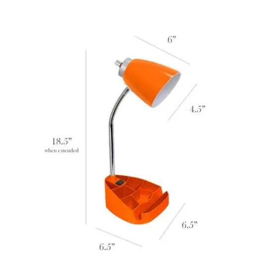 LimeLights 18.5" Gooseneck Desk Lamp with Tablet Stand and Charging Outlet Orange {3}