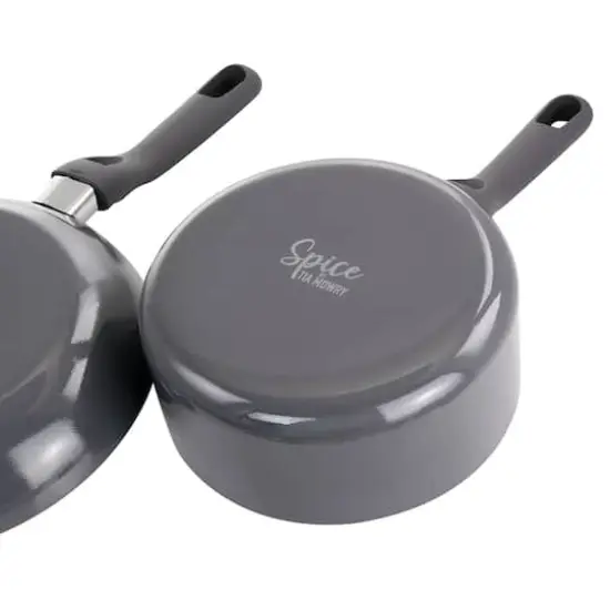 Spice by Tia Mowry Savory Saffron Gray 16 Piece Ceramic Nonstick Cookware Set {11}