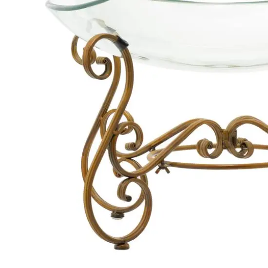 Brass Glass and Metal Traditional Serving Bowl, 14" x 21" x 16" {6}