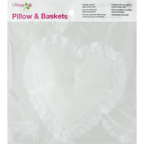 Atlantic White Satin Edge Heart Pillow {1}