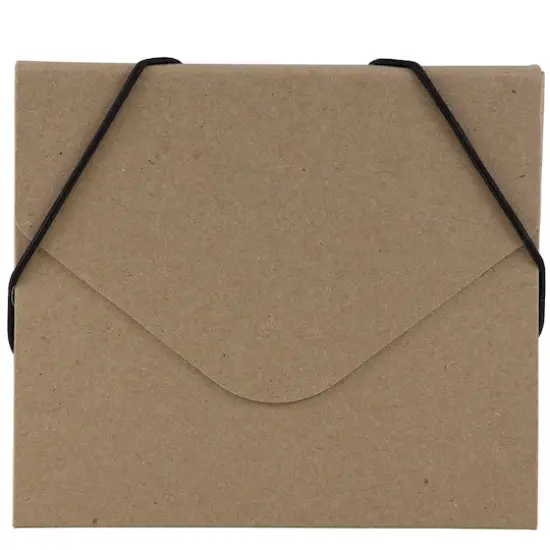 JAM Paper Natural Kraft CD Case Portfolio with Elastic Closure 5" x 5.625" {1}