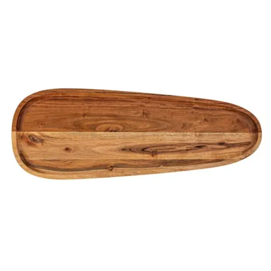 Hello Honey&reg; 21" Natural Long Acacia Wood Oval Serving Tray {11}