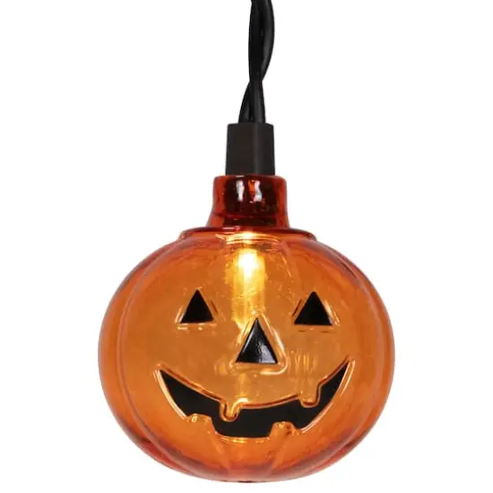 25ct. Jack-o'-Lantern Orange LED Curtain Icicle String Lights {7}