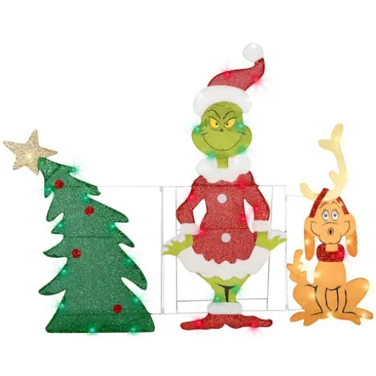 Flat-Tastics&trade; 3.5ft. Grinch & Max Pre-Lit Christmas Yard D&eacute;cor {1}