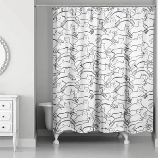 Leaping Cat Pattern II 71" x 74" Shower Curtain {3}