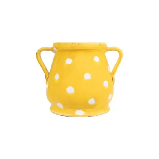 Hello Honey&reg; 8" Yellow & White Terra Cotta Planter {3}