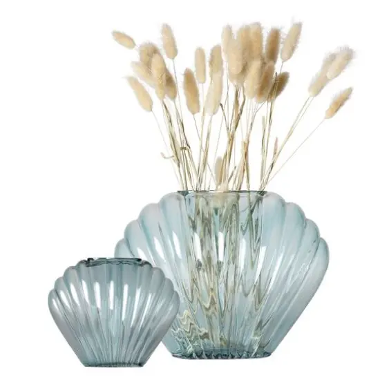 American Art Decor Sea Scallops Azure Glass Vase Set Blue {4}