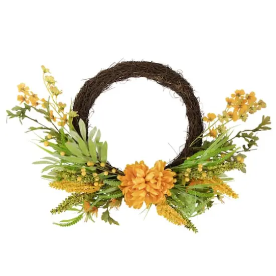 22" Peonies Artificial Fall Harvest Twig Wreath {1}