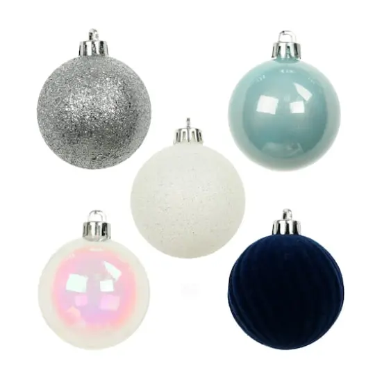 5 Pack 2.2" Blue & Silver Shatterproof Ball Ornaments by Ashland® {3}