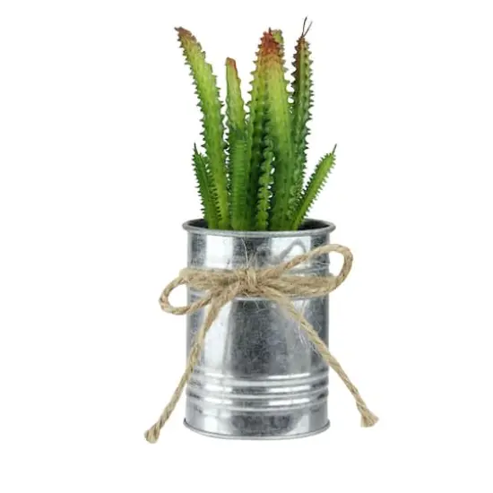 7" Tropical Ombre Mini Artificial Spiky Succulent in Tin Planter {1}