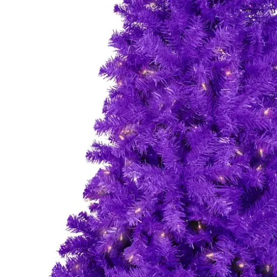 7ft. Pre-Lit Purple Pine Artificial Christmas Tree, Clear Lights {4}
