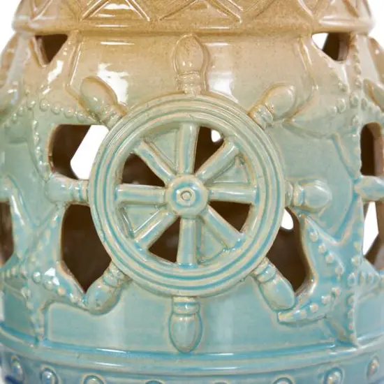 Blue Ceramic Ombre Nautical Cutout Candle Lantern Set {4}