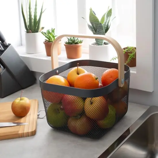 Simplify Gray Mesh Tote with Bamboo Handle {4}