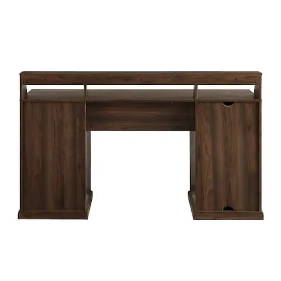 Walker Edison 58" Dark Walnut 3 Drawer Computer Desk with Hutch {4}