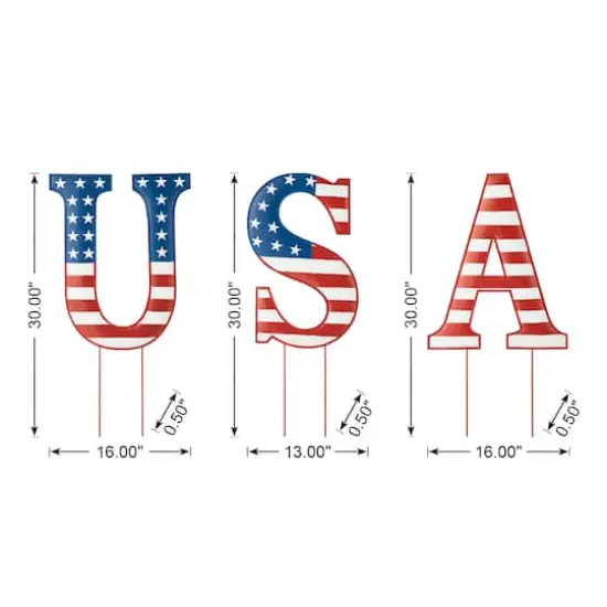 Glitzhome&reg; 45" Patriotic America USA Yard Stake Set {9}