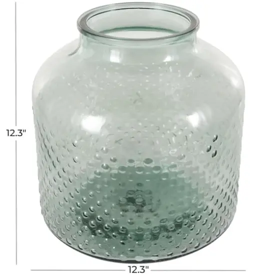 12.25" Green Spotted Glass Jar Vase {5}