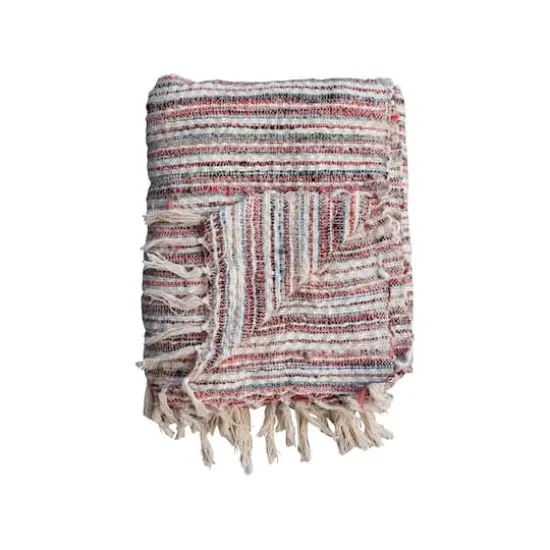 Hello Honey&reg; Multicolor Stripes Woven Cotton & Wool Throw with Fringe {4}