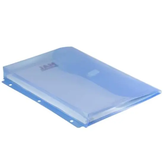 JAM Paper 9.5" x 11.5" Hook & Loop Closure 3-Hole Punch Plastic Envelopes, 12ct. Blue {5}