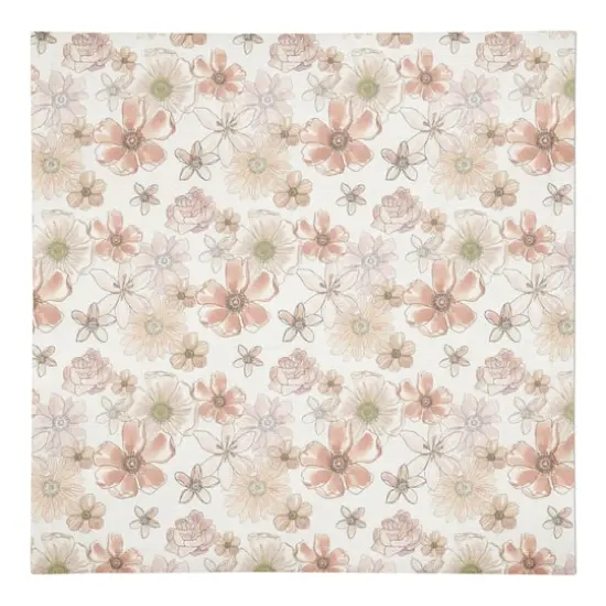 Watercolor Florals Cotton Twill Napkin White {1}