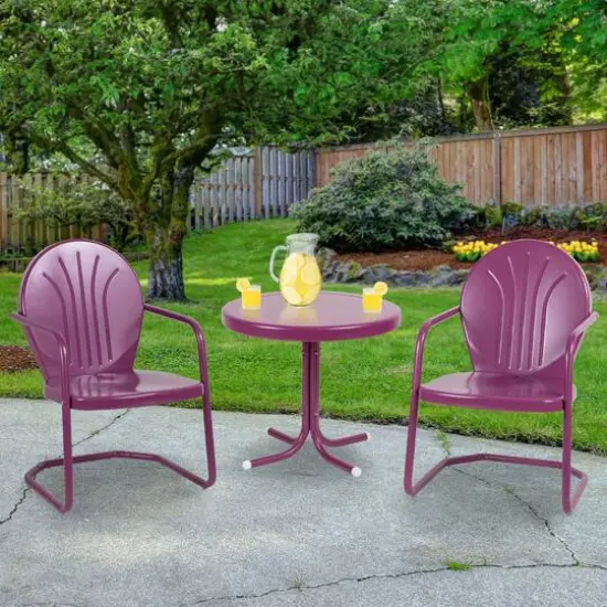 34" Outdoor Retro Tulip Armchair Purple {5}