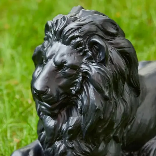 Glitzhome&reg; 22" Lying Guardian Lion Statue Black {5}