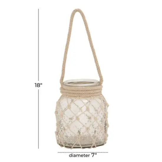 Clear Glass Coastal Candle Holder Lantern, 18" x 7" x 7" {6}