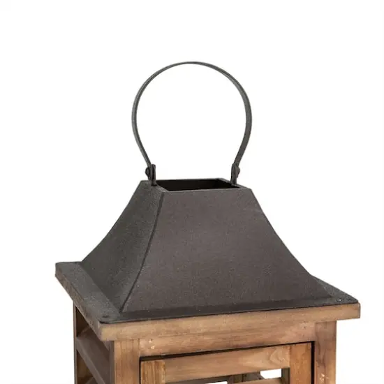 Modern Farmhouse Wooden Shutter Lantern Set, 25.5" & 19" {7}