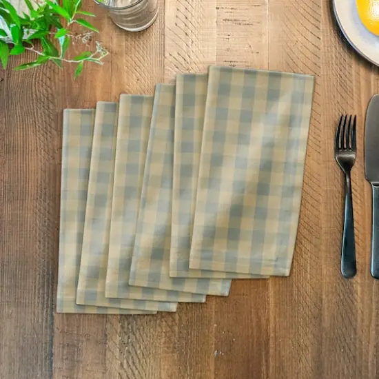 Plaid Cotton Twill Napkin Tan {4}