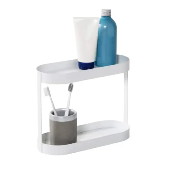 Honey Can Do White 2-Tier Metal Bathroom Counter Organizer Shelf {1}