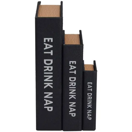 Black Eat Drink Nap Linen Storage Book Box Set {7}