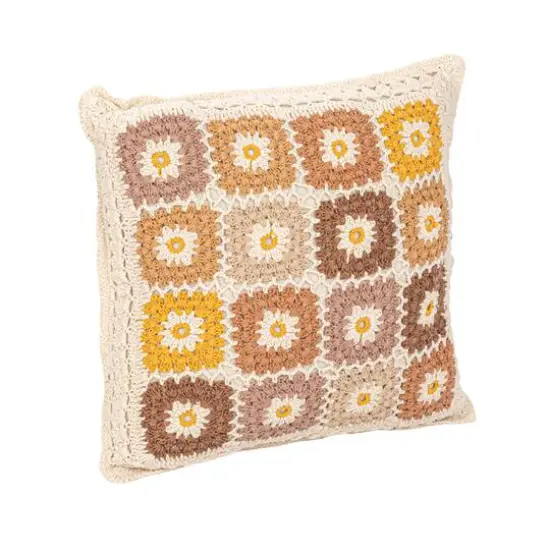 Hello Honey&reg; 18" Multicolor Block Pattern Crocheted Square Pillow {1}