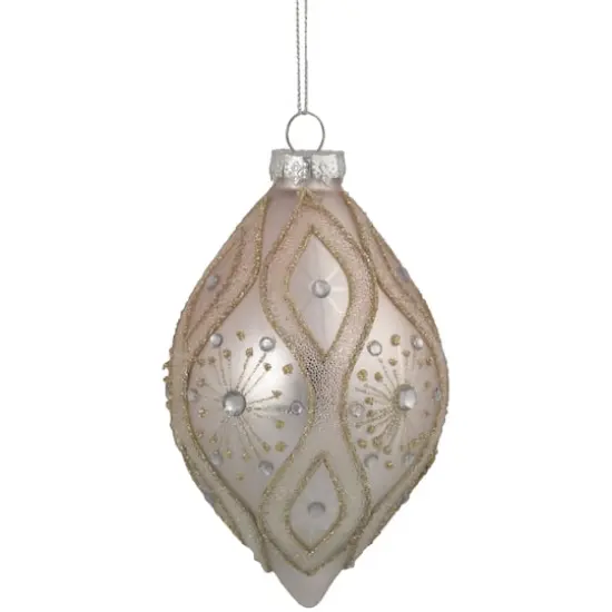5.25" Rose Gold Retro Ombre Glass Christmas Drop Ornament {1}