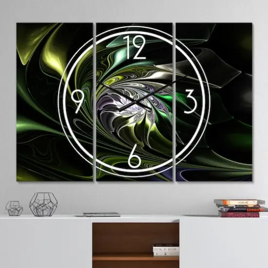 Designart 'Multi Colored Green Stained Glass Modern Multipanel Wall Clock {3}