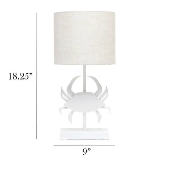 Simple Designs&trade; 18" White Pinching Crab Table Lamp with Light Beige Shade {4}