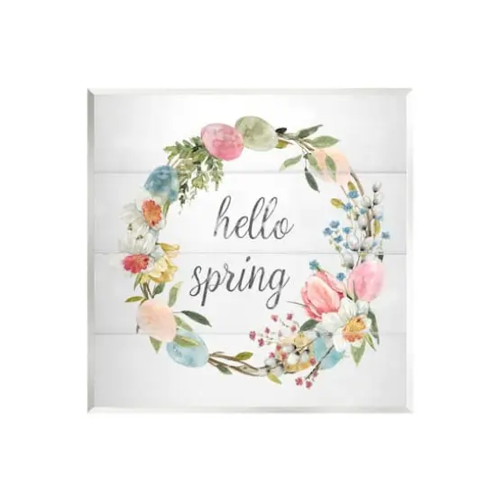 Stupell Industries Hello Spring Floral Egg Wreath Wall Plaque Art {1}