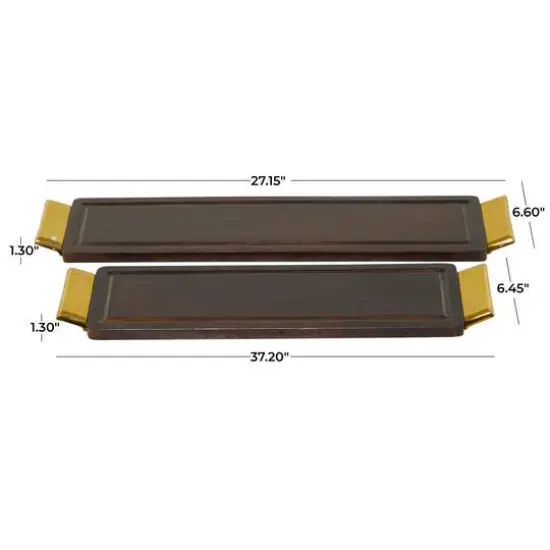 Brown Coastal Tray, Set of 2" 27", 23" {6}