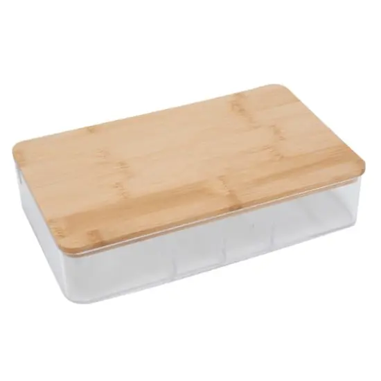 Simplify Bamboo Lid & Mirror Clear 5 Compartment Organizer {4}