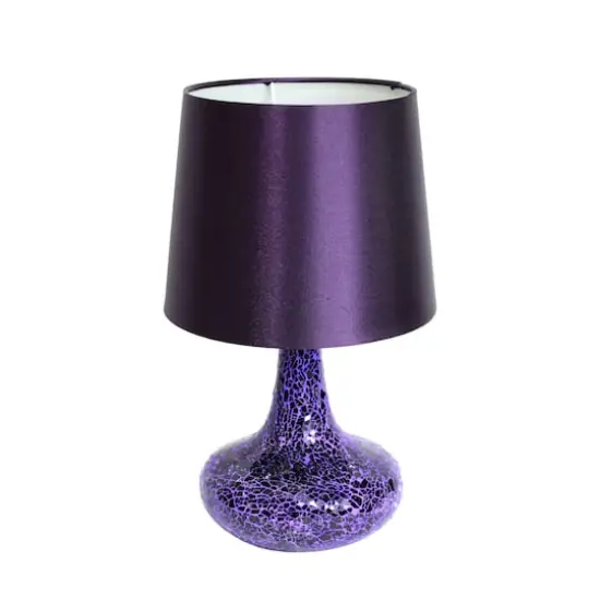 Simple Designs 14" Mosaic Glass Genie Table Lamp with Fabric Shade Purple {3}